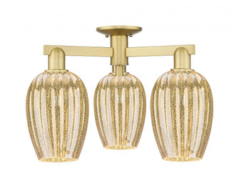 Preston Flute - 3 Light - 6 inch - Satin Gold - Semi-Flush Mount (3442|716-3F-SG-G457-6ME)