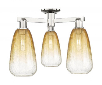 Brookhaven Almond - 3 Light - 6 inch - Polished Nickel - Semi-Flush Mount (3442|716-3F-PN-G480-6AM)