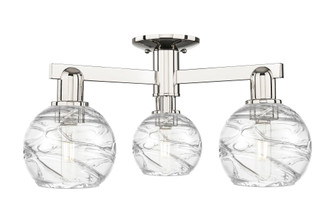 Athens Deco Swirl - 3 Light - 6 inch - Polished Nickel - Semi-Flush Mount (3442|716-3F-PN-G1213-6CL)