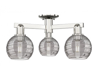 Athens Deco Swirl - 3 Light - 6 inch - Polished Nickel - Semi-Flush Mount (3442|716-3F-PN-G1213-6SM)