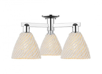 Bristol Natural - 3 Light - 8 inch - Polished Chrome - Semi-Flush Mount (3442|716-3F-PC-NBD-75-NAT)