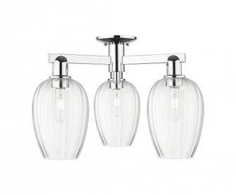 Preston Flute - 3 Light - 6 inch - Polished Chrome - Semi-Flush Mount (3442|716-3F-PC-G457-6CL)