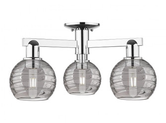 Athens Deco Swirl - 3 Light - 6 inch - Polished Chrome - Semi-Flush Mount (3442|716-3F-PC-G1213-6SM)