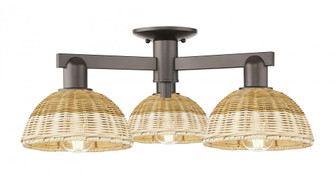 Natural Ballston Dome - 3 Light - 6 inch - Oil Rubbed Bronze - Semi-Flush Mount (3442|716-3F-OB-NBD2-75-NAT)