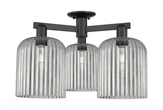 Bridal Veil - 3 Light - 26 inch - Matte Black - Semi-Flush Mount (3442|716-3F-BK-G559-8SM)