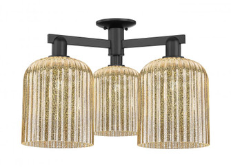 Bridal Veil - 3 Light - 26 inch - Matte Black - Semi-Flush Mount (3442|716-3F-BK-G559-8ME)