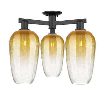 Brookhaven Flute - 3 Light - 6 inch - Matte Black - Semi-Flush Mount (3442|716-3F-BK-G484-7AM)