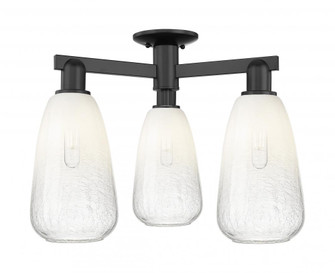 Brookhaven Almond - 3 Light - 6 inch - Matte Black - Semi-Flush Mount (3442|716-3F-BK-G480-6OP)