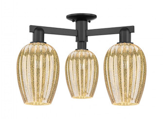 Preston Flute - 3 Light - 6 inch - Matte Black - Semi-Flush Mount (3442|716-3F-BK-G457-6ME)