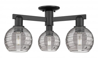Athens Deco Swirl - 3 Light - 6 inch - Matte Black - Semi-Flush Mount (3442|716-3F-BK-G1213-6SM)