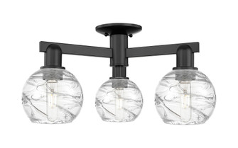 Athens Deco Swirl - 3 Light - 6 inch - Matte Black - Semi-Flush Mount (3442|716-3F-BK-G1213-6CL)