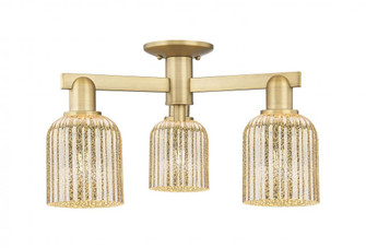 Bridal Veil - 3 Light - 6 inch - Brushed Brass - Semi-Flush Mount (3442|716-3F-BB-G559-5ME)