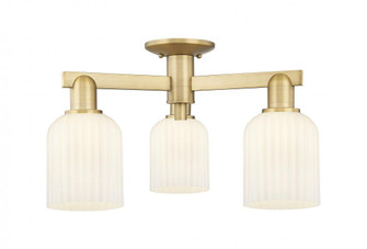 Bridal Veil - 3 Light - 6 inch - Brushed Brass - Semi-Flush Mount (3442|716-3F-BB-G559-5GWH)