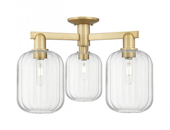 Preston Cylinder - 3 Light - 6 inch - Brushed Brass - Semi-Flush Mount (3442|716-3F-BB-G460-7CL)