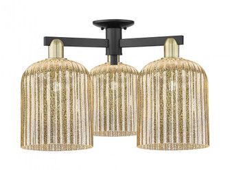 Bridal Veil - 3 Light - 26 inch - Black Antique Brass - Semi-Flush Mount (3442|716-3F-BAB-G559-8ME)