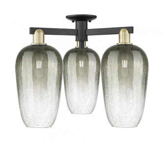 Brookhaven Flute - 3 Light - 6 inch - Black Antique Brass - Semi-Flush Mount (3442|716-3F-BAB-G484-7SL)