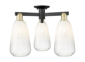 Brookhaven Almond - 3 Light - 6 inch - Black Antique Brass - Semi-Flush Mount (3442|716-3F-BAB-G480-6OP)