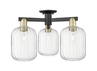 Preston Cylinder - 3 Light - 6 inch - Black Antique Brass - Semi-Flush Mount (3442|716-3F-BAB-G460-7CL)