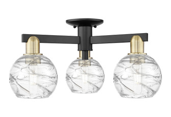 Athens Deco Swirl - 3 Light - 6 inch - Black Antique Brass - Semi-Flush Mount (3442|716-3F-BAB-G1213-6CL)
