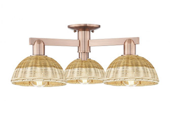 Natural Ballston Dome - 3 Light - 6 inch - Antique Copper - Semi-Flush Mount (3442|716-3F-AC-NBD2-75-NAT)