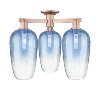 Brookhaven Flute - 3 Light - 6 inch - Antique Copper - Semi-Flush Mount (3442|716-3F-AC-G484-7SB)