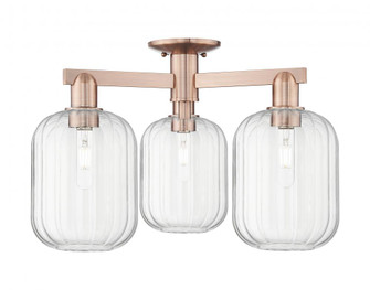 Preston Cylinder - 3 Light - 6 inch - Antique Copper - Semi-Flush Mount (3442|716-3F-AC-G460-7CL)