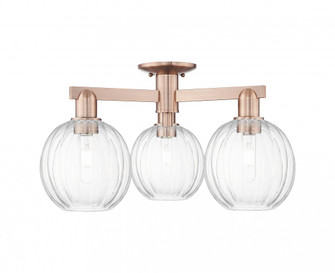 Preston Globe - 3 Light - 6 inch - Antique Copper - Semi-Flush Mount (3442|716-3F-AC-G458-7CL)