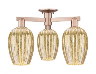Preston Flute - 3 Light - 6 inch - Antique Copper - Semi-Flush Mount (3442|716-3F-AC-G457-6ME)