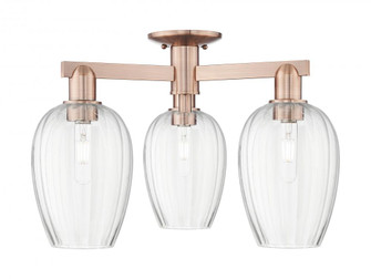 Preston Flute - 3 Light - 6 inch - Antique Copper - Semi-Flush Mount (3442|716-3F-AC-G457-6CL)