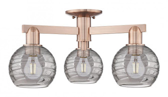 Athens Deco Swirl - 3 Light - 6 inch - Antique Copper - Semi-Flush Mount (3442|716-3F-AC-G1213-6SM)