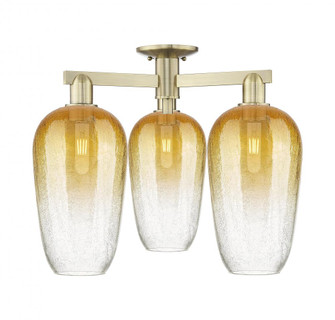 Brookhaven Flute - 3 Light - 6 inch - Antique Brass - Semi-Flush Mount (3442|716-3F-AB-G484-7AM)