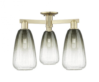 Brookhaven Almond - 3 Light - 6 inch - Antique Brass - Semi-Flush Mount (3442|716-3F-AB-G480-6SL)