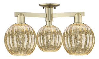 Preston Globe - 3 Light - 6 inch - Antique Brass - Semi-Flush Mount (3442|716-3F-AB-G458-7ME)