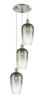 Brookhaven Flute - 3 Light - 14 inch - Brushed Satin Nickel - Cord Hung - Multi Pendant (3442|113B-3P-SN-G484-7SL)