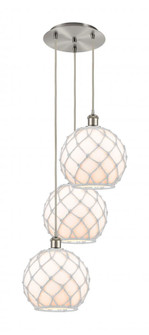 Farmhouse Rope - 3 Light - 17 inch - Brushed Satin Nickel - Cord Hung - Multi Pendant (3442|113B-3P-SN-G122-10RW)