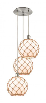 Farmhouse Rope - 3 Light - 17 inch - Brushed Satin Nickel - Cord Hung - Multi Pendant (3442|113B-3P-SN-G122-10RB)