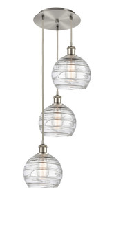Athens Deco Swirl - 3 Light - 15 inch - Brushed Satin Nickel - Cord Hung - Multi Pendant (3442|113B-3P-SN-G1213-8CL)
