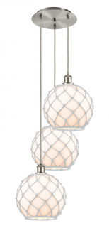 Farmhouse Rope - 3 Light - 17 inch - Brushed Satin Nickel - Cord Hung - Multi Pendant (3442|113B-3P-SN-G121-10RW)