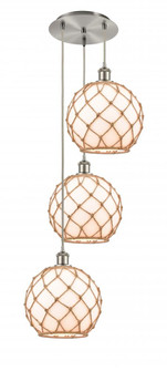Farmhouse Rope - 3 Light - 17 inch - Brushed Satin Nickel - Cord Hung - Multi Pendant (3442|113B-3P-SN-G121-10RB)