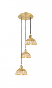 Bristol Natural II - 3 Light - 14 inch - Satin Gold - Cord Hung - Multi Pendant (3442|113B-3P-SG-NBD2-75-NAT)