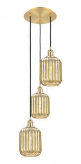Preston Cylinder - 3 Light - 13 inch - Satin Gold - Cord Hung - Multi Pendant (3442|113B-3P-SG-G460-7ME)