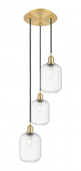 Preston Cylinder - 3 Light - 13 inch - Satin Gold - Cord Hung - Multi Pendant (3442|113B-3P-SG-G460-7CL)
