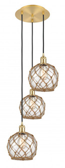 Farmhouse Rope - 3 Light - 15 inch - Satin Gold - Cord Hung - Multi Pendant (3442|113B-3P-SG-G122-8RB)