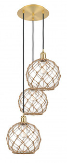 Farmhouse Rope - 3 Light - 17 inch - Satin Gold - Cord Hung - Multi Pendant (3442|113B-3P-SG-G122-10RB)
