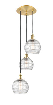 Athens Deco Swirl - 3 Light - 15 inch - Satin Gold - Cord Hung - Multi Pendant (3442|113B-3P-SG-G1213-8CL)