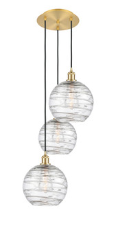 Athens Deco Swirl - 3 Light - 17 inch - Satin Gold - Cord Hung - Multi Pendant (3442|113B-3P-SG-G1213-10CL)