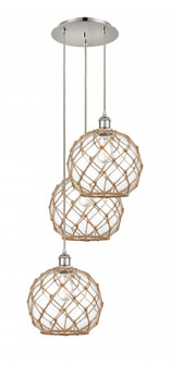 Farmhouse Rope - 3 Light - 17 inch - Polished Nickel - Cord Hung - Multi Pendant (3442|113B-3P-PN-G122-10RB)