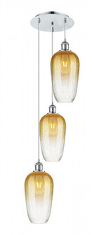 Brookhaven Flute - 3 Light - 14 inch - Polished Chrome - Cord Hung - Multi Pendant (3442|113B-3P-PC-G484-7AM)