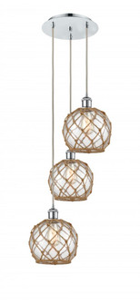 Farmhouse Rope - 3 Light - 15 inch - Polished Chrome - Cord Hung - Multi Pendant (3442|113B-3P-PC-G122-8RB)