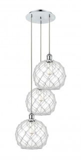 Farmhouse Rope - 3 Light - 17 inch - Polished Chrome - Cord Hung - Multi Pendant (3442|113B-3P-PC-G122-10RW)